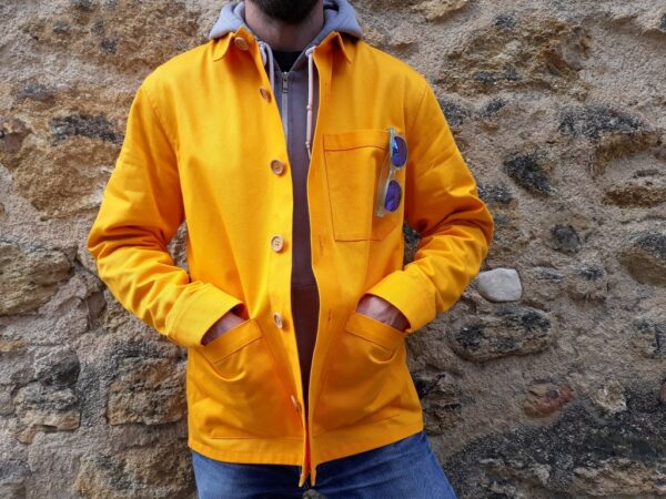 Veste de travail en sergé de coton jaune orangé