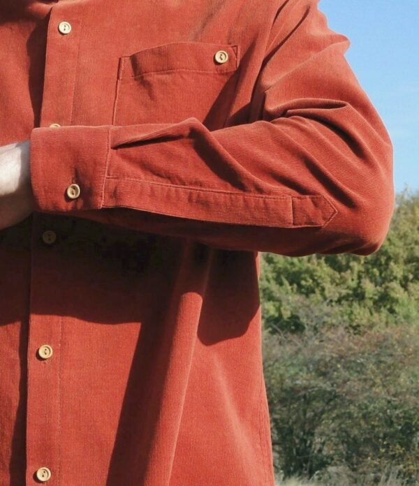 Chemise en velours côtelé coton, rouge brique – Image 5