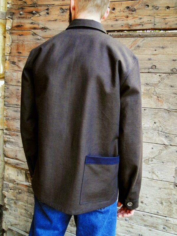 Veste de travail en sergé de coton épais bronze et marine – Image 4