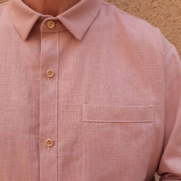 Chemise en lin rose poudré – Image 2
