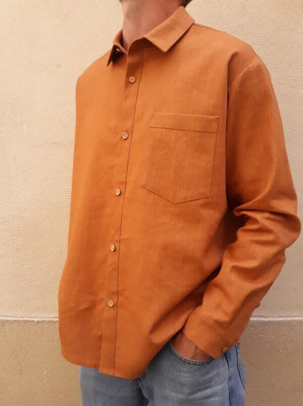 Chemise en lin ocre - doré – Image 4
